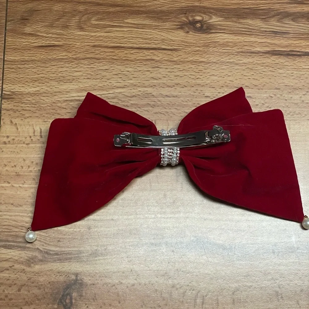 Oversized Black Velvet Bow French Barrette Hair Clip